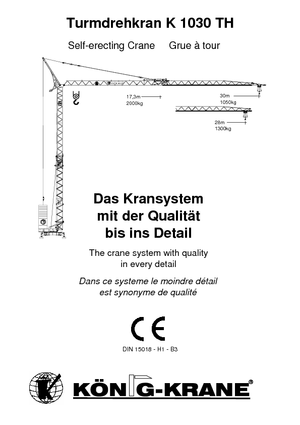 Torenkranen - Trolley-arm - Onder draaiend König K 1030 TH