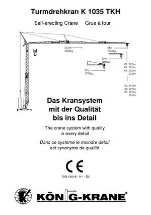 Torenkranen - Trolley-arm - Onder draaiend König K 1035 TKH