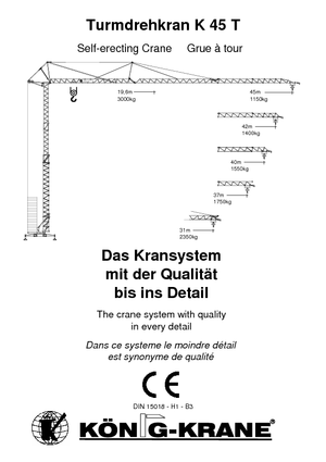 Torenkranen - Trolley-arm - Onder draaiend König K 45 T
