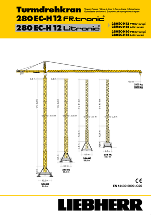 Torenkranen - Trolley-arm - Boven draaiend Liebherr 280 EC-H 12 Lit