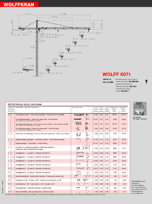Torenkranen - Trolley-arm - Boven draaiend Wolffkran 6071 cross