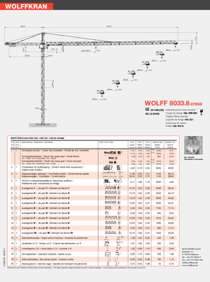 Torenkranen - Trolley-arm - Boven draaiend Wolffkran 8033.8 cross