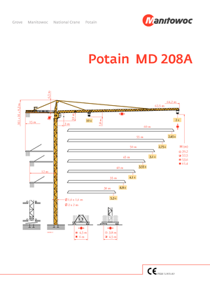 Torenkranen - Trolley-arm - Boven draaiend Potain MD 208 A