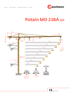 Torenkranen - Trolley-arm - Boven draaiend Potain MD 238 A-J10