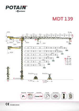 Torenkranen - Trolley-arm - Boven draaiend Potain MDT 139