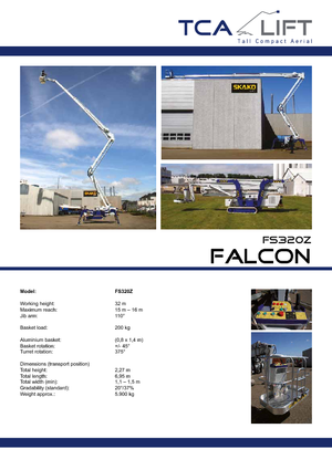 Knikarmhoogwerkers op rupsbanden Falcon Lifts FS 320 Z