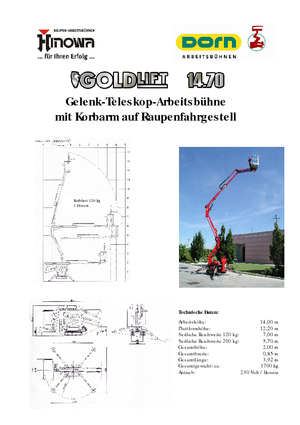 Knikarmhoogwerkers op rupsbanden Hinowa GL 14.70