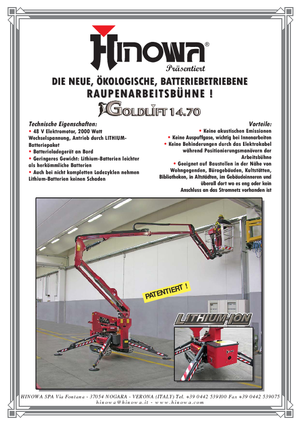 Knikarmhoogwerkers op rupsbanden Hinowa Goldlift 14.70 IIIS