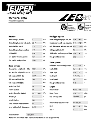 Knikarmhoogwerkers op rupsbanden TEUPEN LEO23GT 