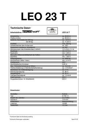 Telescoophoogwerkers op rupsbanden TEUPEN Leo 23 T