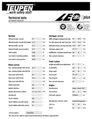 Telescoophoogwerkers op rupsbanden TEUPEN LEO25Tplus