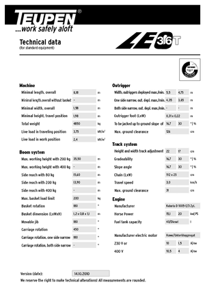 Telescoophoogwerkers op rupsbanden TEUPEN LEO36T
