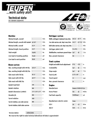 Telescoophoogwerkers op rupsbanden TEUPEN LEO36T