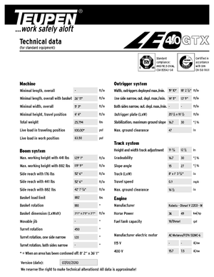 Knikarmhoogwerkers op rupsbanden TEUPEN LEO40GTX
