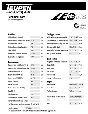 Knikarmhoogwerkers op rupsbanden TEUPEN LEO50GTX