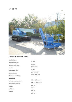 Telescoophoogwerkers op rupsbanden Aichi SR18AJ