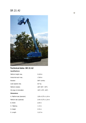 Telescoophoogwerkers op rupsbanden Aichi SR21AJ