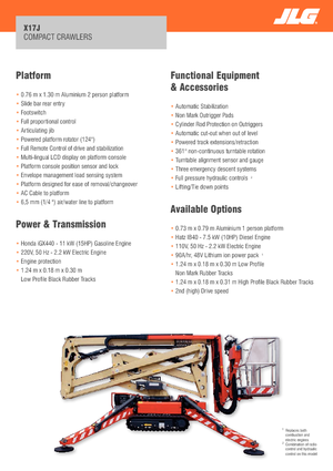 Knikarmhoogwerkers op rupsbanden JLG X17J Plus