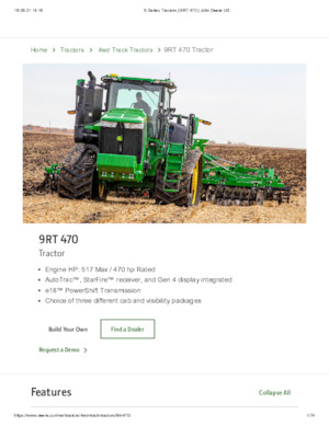 Tractors met rubberwielen John Deere 9RT 470