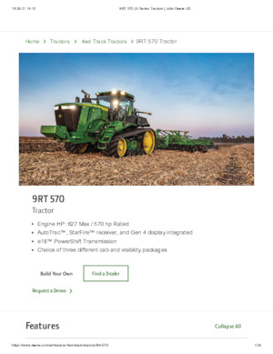 Tractors met rubberwielen John Deere 9RT 570