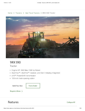 Tractors met rubberwielen John Deere 9RX 590