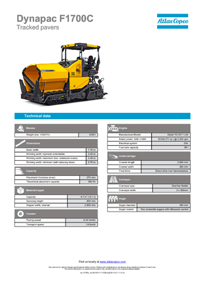 Track-asfalteermachines Dynapac F 1700 C