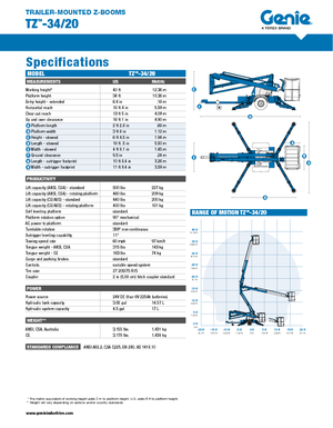 Op vrachtwagen gemonteerde knikarmhoogwerkers Genie TZ 34/20