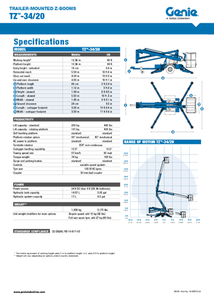 Op vrachtwagen gemonteerde knikarmhoogwerkers Genie TMZ 34/20 DC