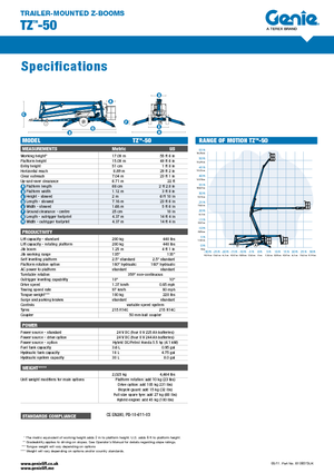 Op vrachtwagen gemonteerde knikarmhoogwerkers Genie TMZ 50/30