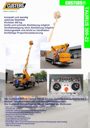 Op aanhangwagen gemonteerde knikarmhoogwerkers Custers Taurus 300-22