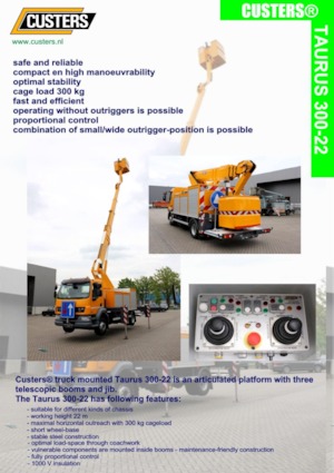 Op aanhangwagen gemonteerde knikarmhoogwerkers Custers Taurus 300-22