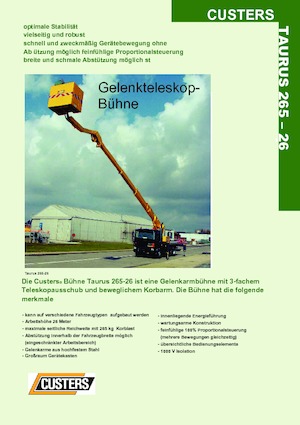 Op aanhangwagen gemonteerde knikarmhoogwerkers Custers Taurus 330-26