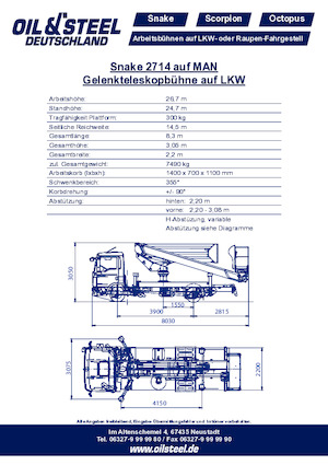 Op aanhangwagen gemonteerde knikarmhoogwerkers Oil & Steel Snake 2714 