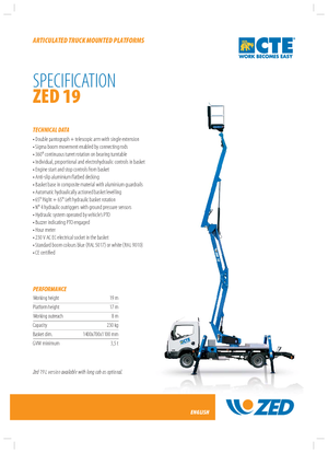 Op aanhangwagen gemonteerde knikarmhoogwerkers CTE ZED 19