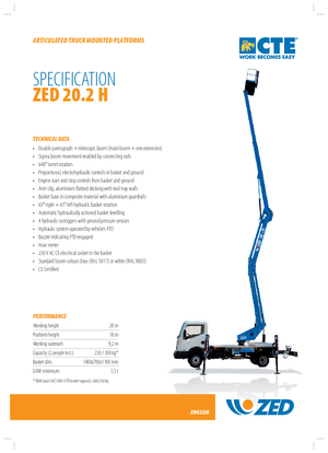 Op aanhangwagen gemonteerde knikarmhoogwerkers CTE ZED 20.2 H