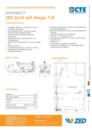 Op aanhangwagen gemonteerde knikarmhoogwerkers CTE ZED 26 JH