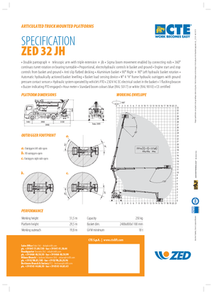 Op aanhangwagen gemonteerde knikarmhoogwerkers CTE ZED 32 JH