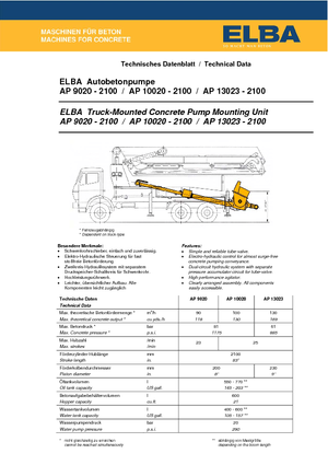 Op vrachtwagen gemonteerde betonpomp Elba AP 9020
