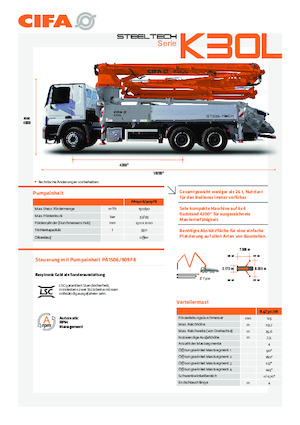 Op vrachtwagen gemonteerde betonpomp CIFA K30L 