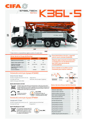 Op vrachtwagen gemonteerde betonpomp CIFA K36L-5