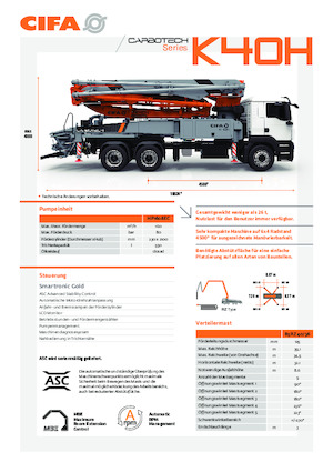 Op vrachtwagen gemonteerde betonpomp CIFA K40H