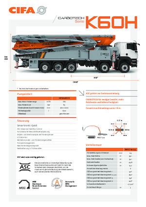 Op vrachtwagen gemonteerde betonpomp CIFA K60H