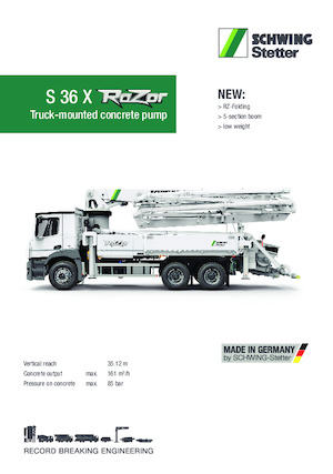 Op vrachtwagen gemonteerde betonpomp SCHWING-Stetter S 36 X RaZor