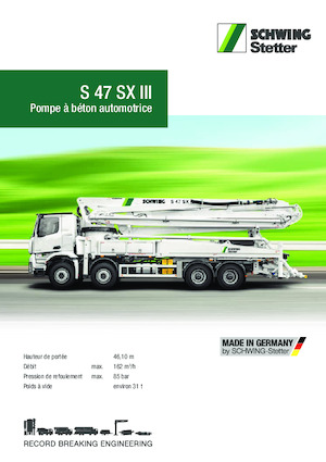 Op vrachtwagen gemonteerde betonpomp SCHWING-Stetter S 47 SX III