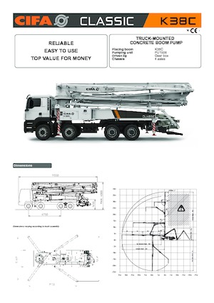 Op vrachtwagen gemonteerde betonpomp CIFA K38C