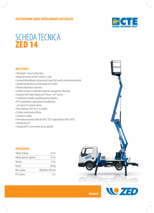 Op aanhangwagen gemonteerde knikarmhoogwerkers CTE Z 14