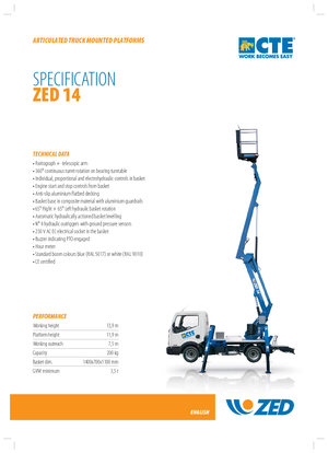 Op aanhangwagen gemonteerde knikarmhoogwerkers CTE Z 14