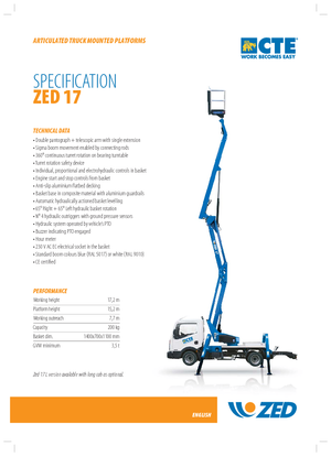 Op aanhangwagen gemonteerde knikarmhoogwerkers CTE Z 17