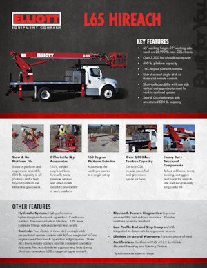 Telescoophoogwerkers op vrachtwagens Elliott Equipment L65R HiReach