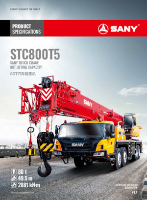 Op vrachtwagen gemonteerde telescoopkranen Sany STC800T5